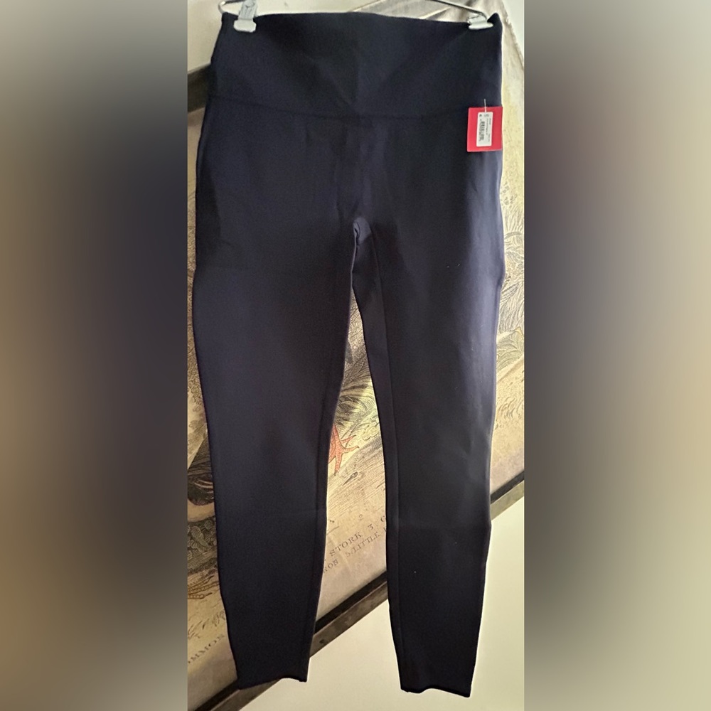 * New Spanx Navy Blue Ponte Ankle Leggings SZ Large Tall Long *